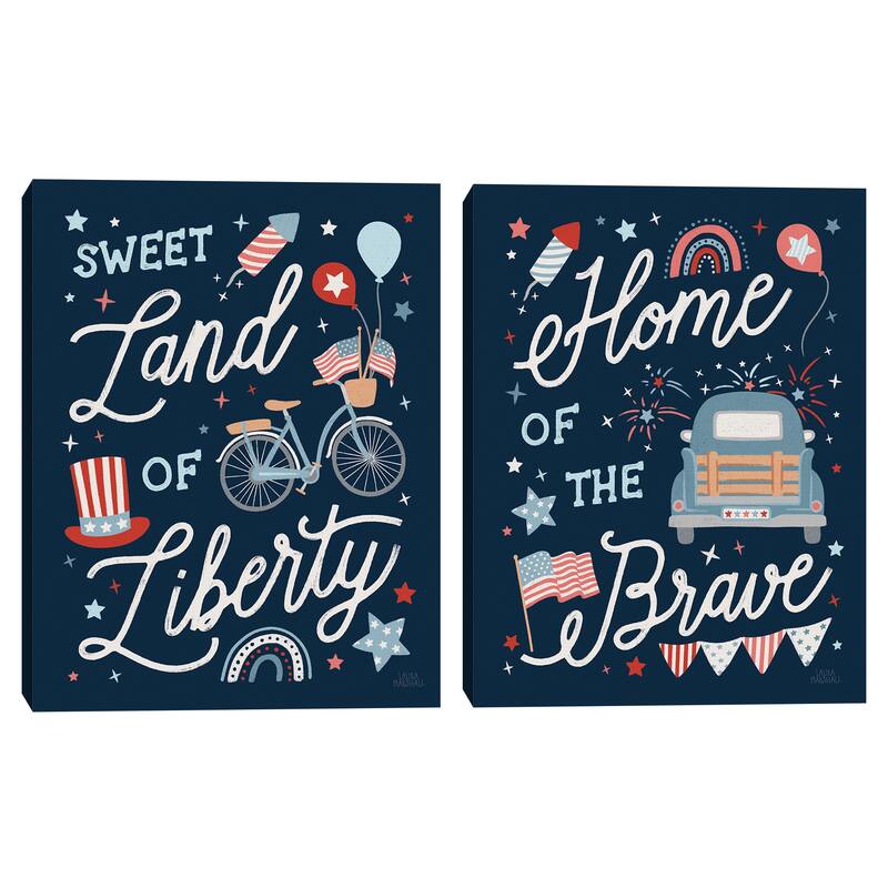 Stars and Stripes III, Stars and Stripes IV by Laura Marshall Canvas Art Prints