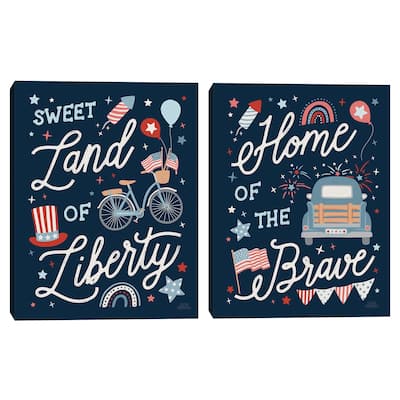 Stars and Stripes III, Stars and Stripes IV by Laura Marshall Canvas Art Prints