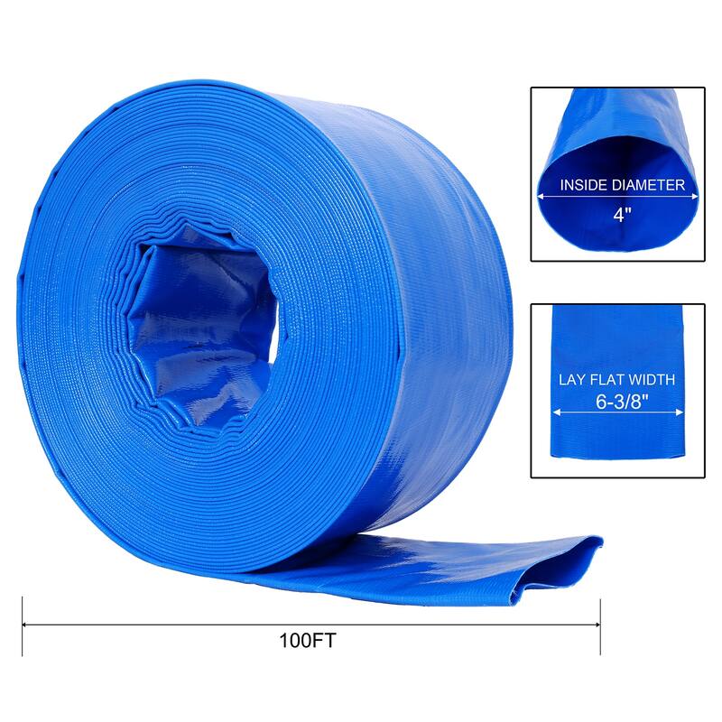 4x100" Heavy Duty Pool Backwash Hose, Reinforced PVC with 2 Clamps