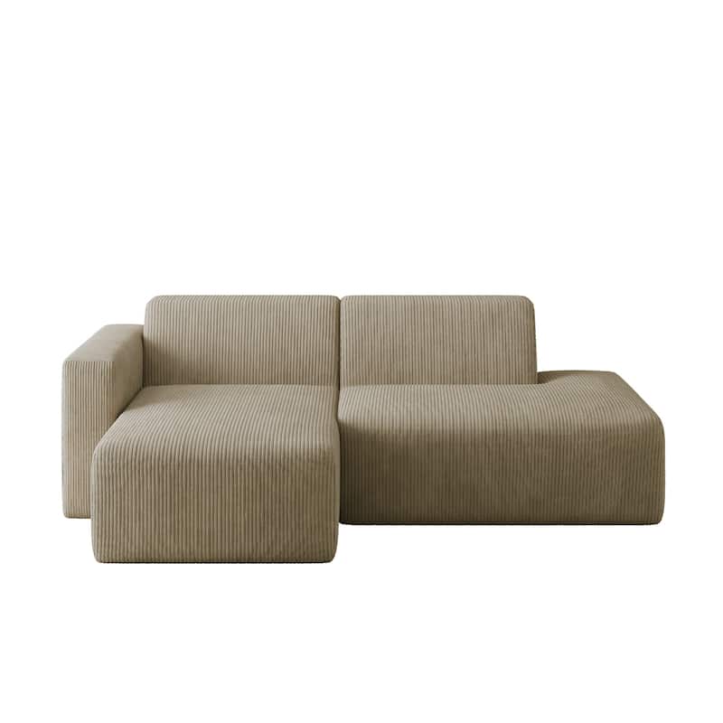 94" W Corduroy Upholstered Fully Sponge Molded Modular Sectional Sofa