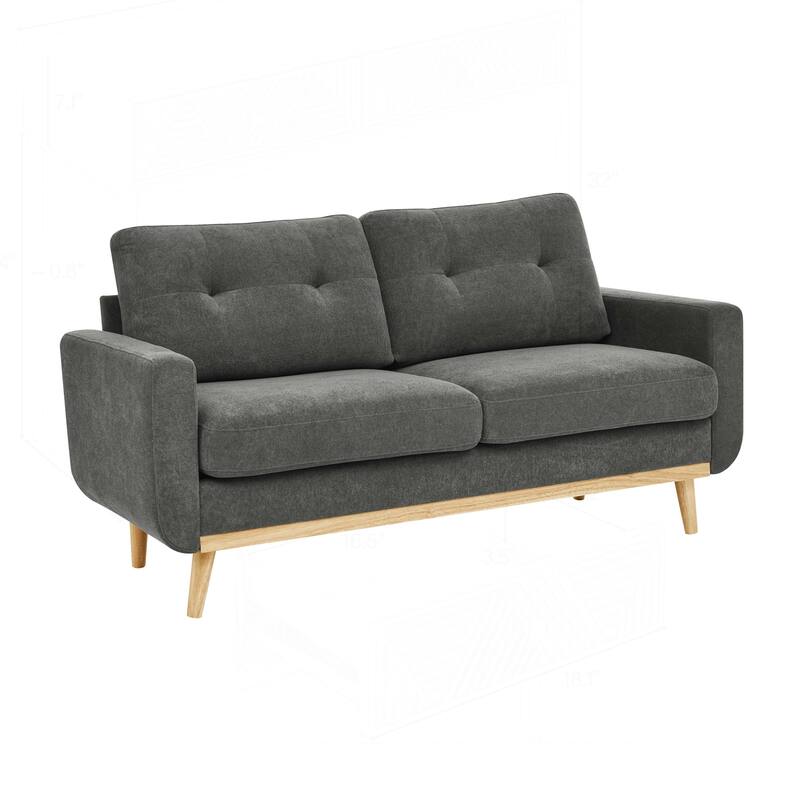 Mid-Century Modern Tufted Loveseat Sofa with Sturdy Wooden Legs for Relaxation