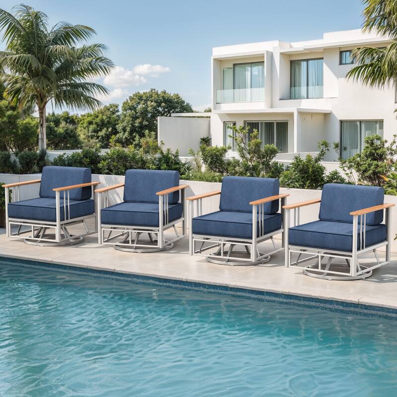 Puffin Black Metal Frame Outdoor Swivel Gliding Chairs with 6-Inch Thick Dark Gray Olefin Cushions (2-Pack)
