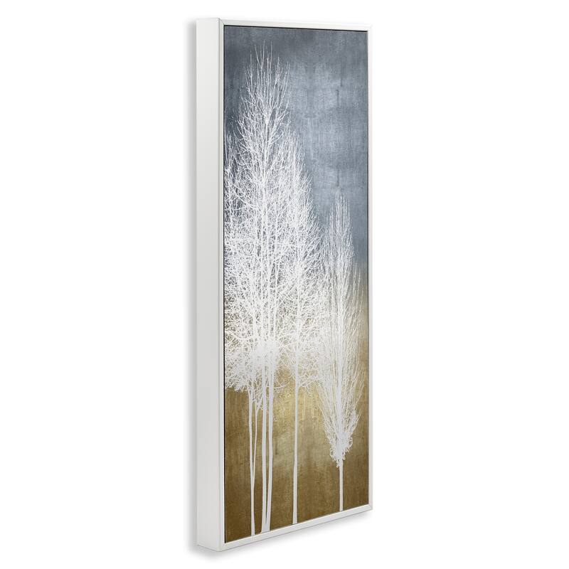 Stupell Tall Tree Line Bare White Trees over Abstract Pattern Framed Wall Art