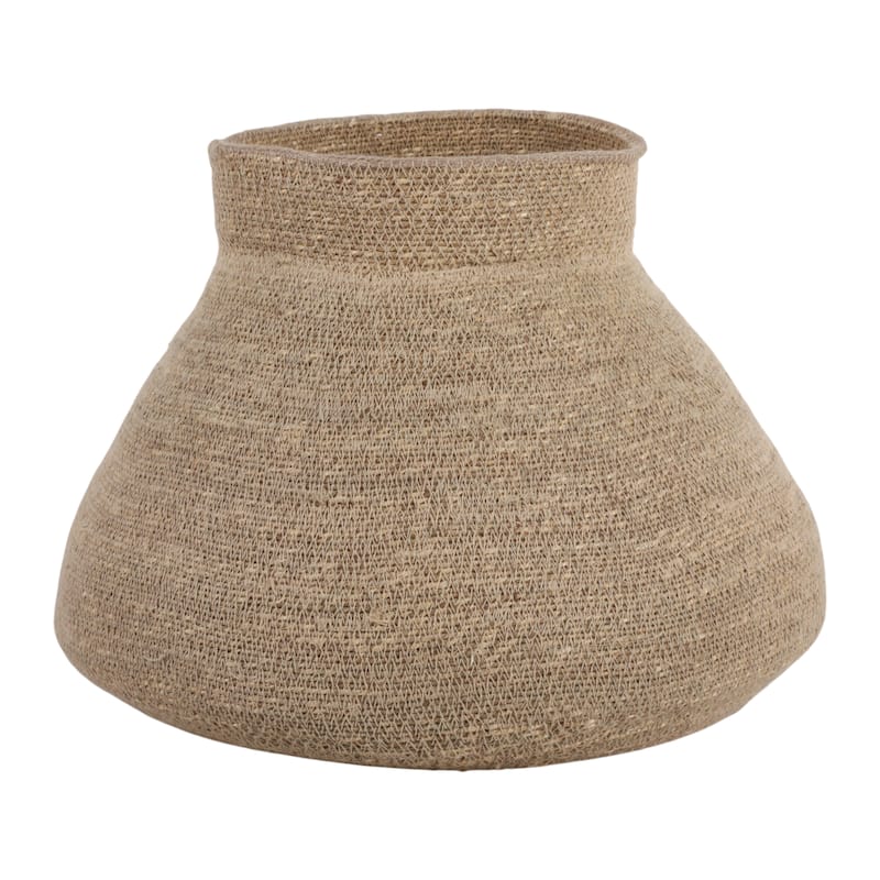 Sculptural Woven Vase with Wide Opening - 18", Brown & Tan