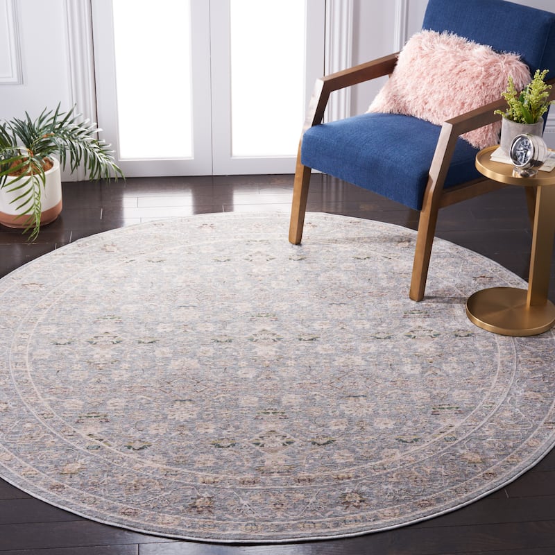 SAFAVIEH Princeton Nathalie Vintage Oriental Rug - 6'7" Round - Sage/Ivory