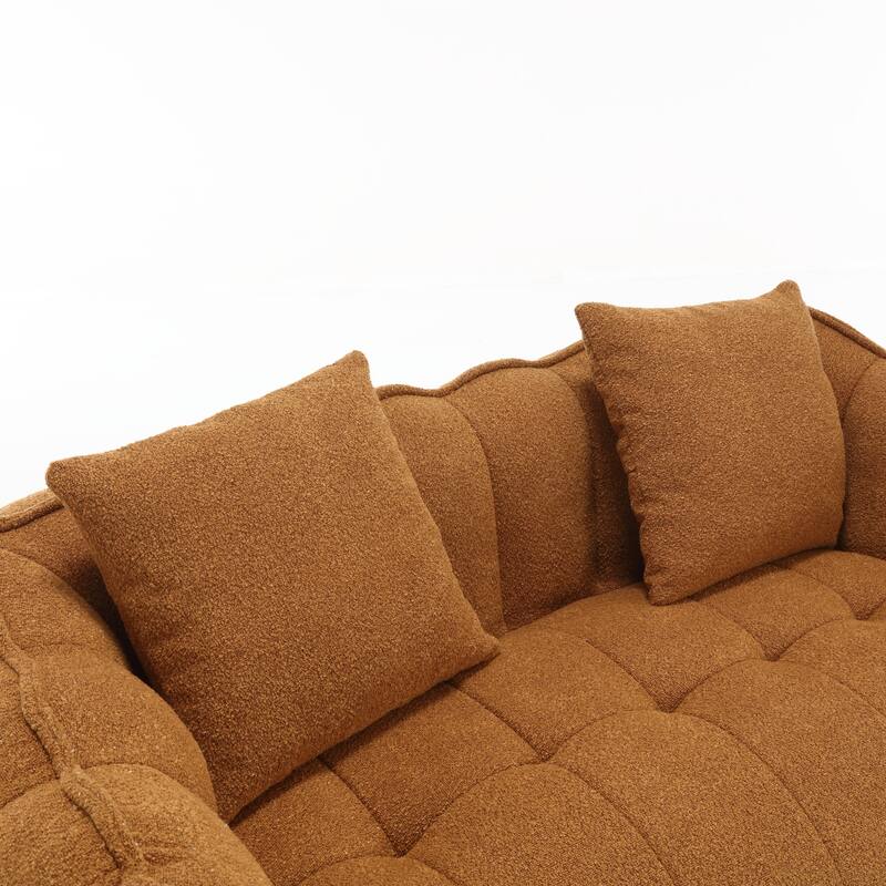 2-Seater Chenille Bean Bag Loveseat, Soft Square Recliner Sofa with High-Resilience Foam, Armrests & 2 Pillows