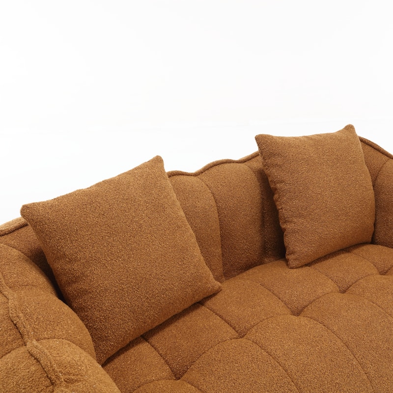 Chenille Bean Bag Sofa w2 Pillows Upholstered Loveseat, Deep Seat Sofa for Living Room Sleeper Recliner Sofa Couch