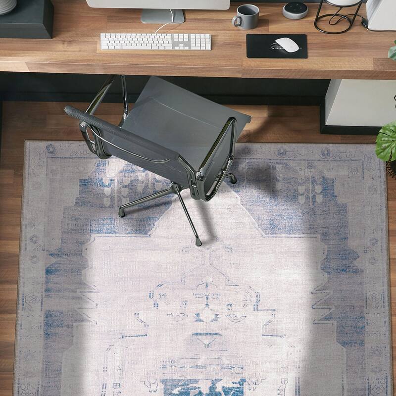 World Rug Gallery Vintage Medallion Machine Washable Non Slip Area Rug