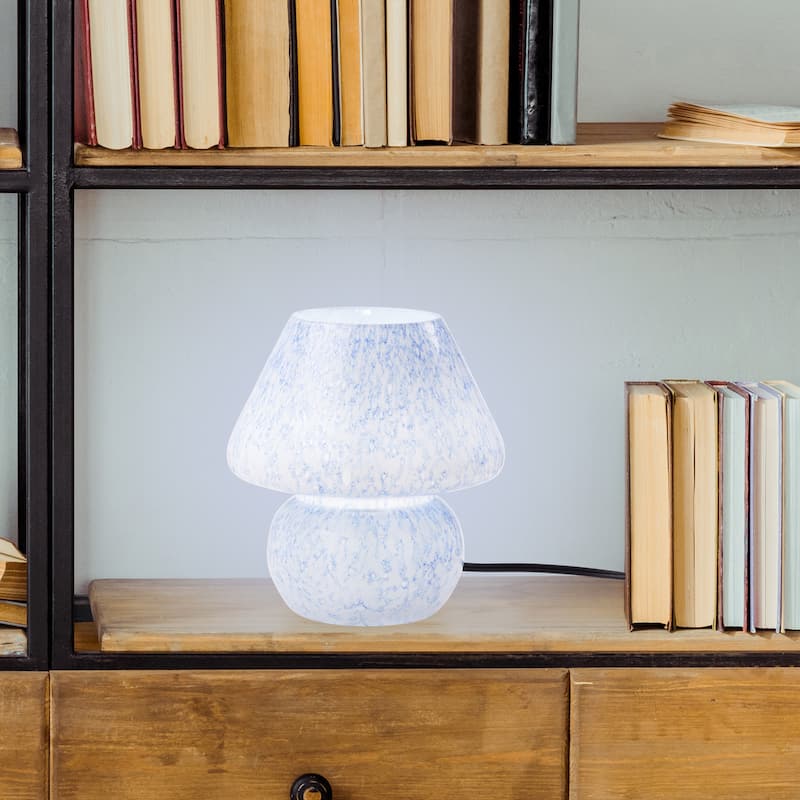 Luna River of Goods Blue Glass Mushroom 8.75-Inch Accent Lamp - 7.5" x 7.5" x 8.75"
