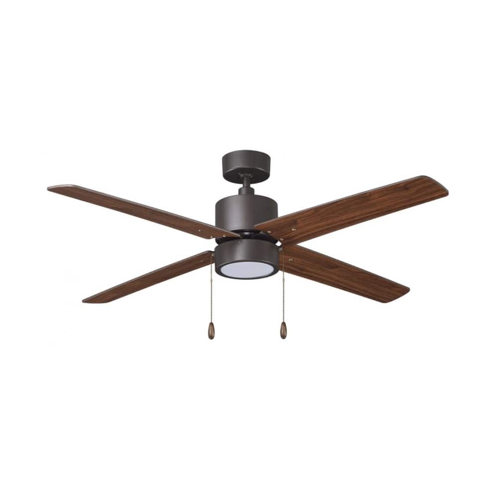 52" Aldea 4-Blade Ceiling Fan Oil Rubbed Bronze Finish and Walnut Blade Finish with Integrated LED Light