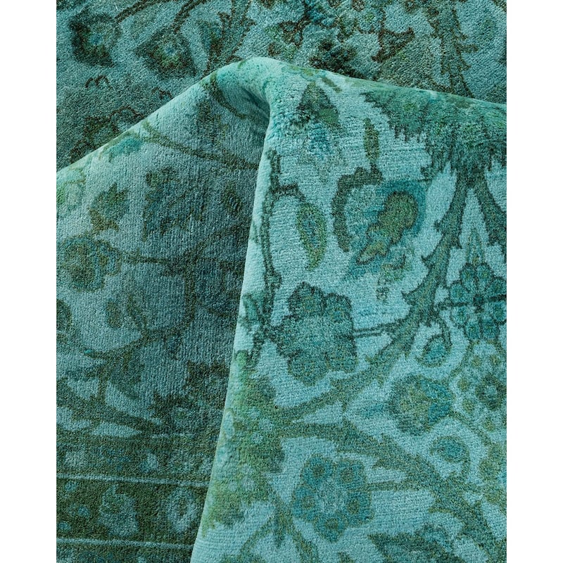 Fine Vibrance, One-of-a-Kind Hand-Knotted Area Rug - Green, 8' 2" x 10' 5" - 8' 2" x 10' 5"