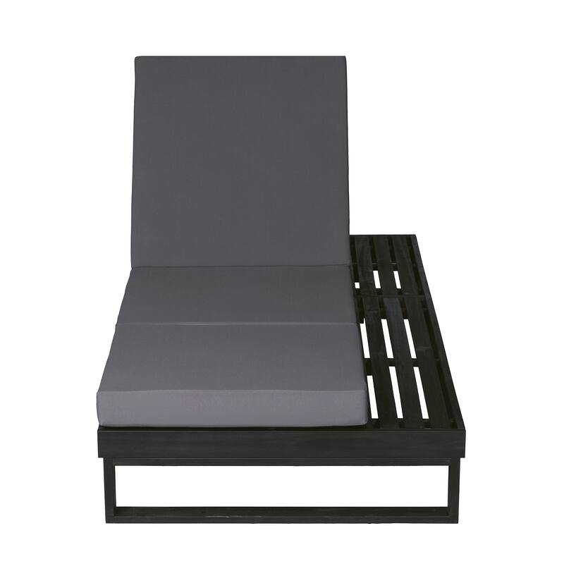Christopher Knight Home - Modern Outdoor Acacia Wood Chaise Lounge with 4-Position Adjustable Backrest & 2-Fold Cushion