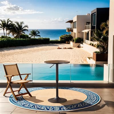Black Round Top Adjustable Height with Black Leg and Metal Bar Table
