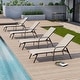 preview thumbnail 1 of 62, Set of 4 Lounge Chairs Outdoor Chaise Lounge with Arms and Adjustable Back Beige - 4PC