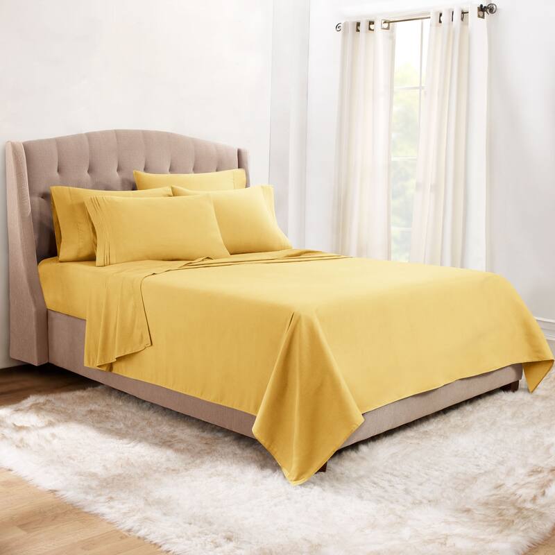 Empyrean Hotel Luxury 6 Piece Sheet Set - Super Soft Bedding Sheets & Pillowcases - Twin XL - Custard Mallow Yellow