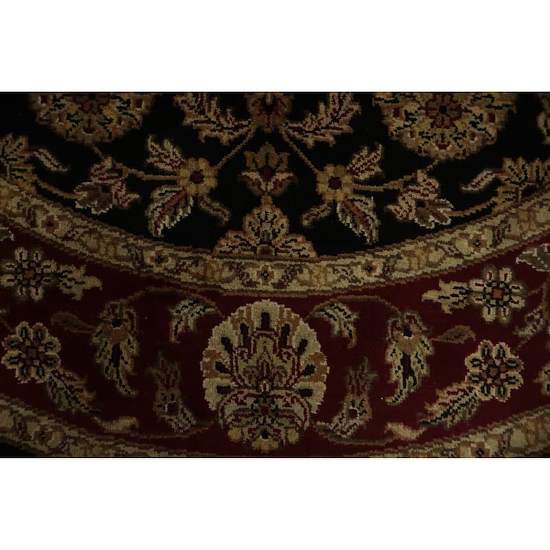 Hand Knotted Oriental 100% Wool Carpet Traditional Floral Black Agra Area Rug - 6' 2'' X 6' 3''