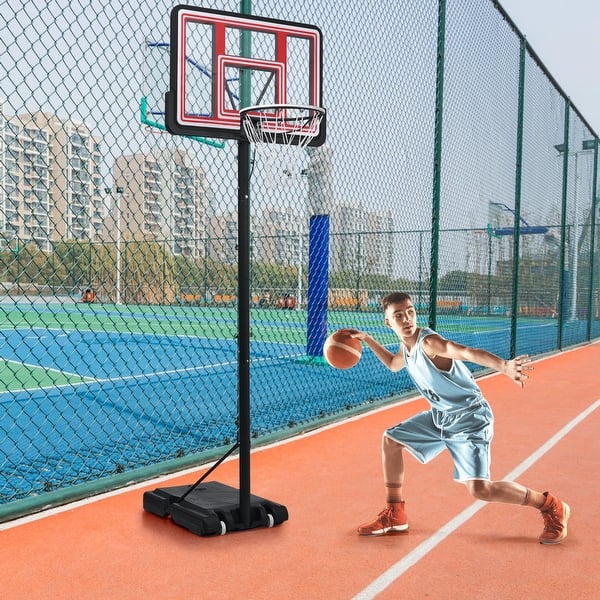 slide 2 of 18, Portable 4.76-10ft Height Adjustable Waterproof Basketball Hoop Basketball System with LED Basketball Hoop Colorful Lights Black