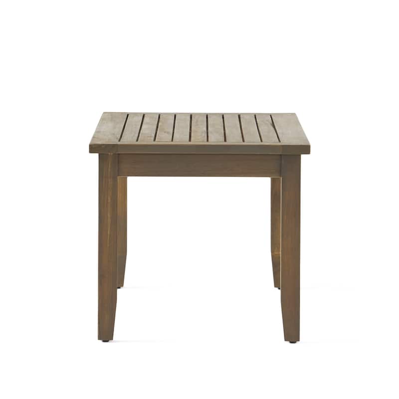 Peyton Outdoor Cushioned Acacia Wood Loveseat and Table Set by Christopher Knight Home