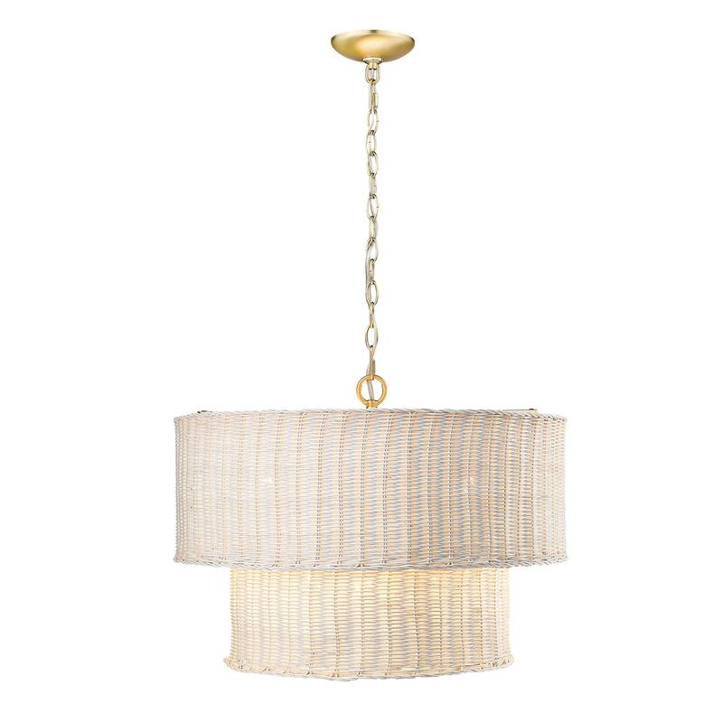 Golden Lighting 1084-6 WW Erma 6 Light 22" Wide Drum Chandelier with
