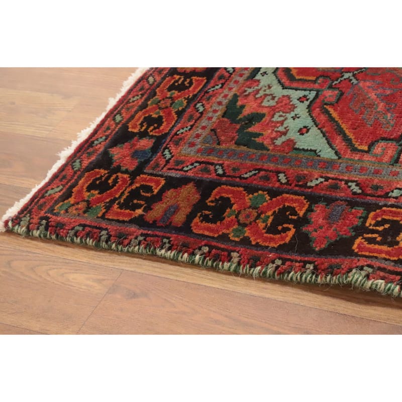 Hand Knotted Oriental 100% Wool Carpet Traditional Floral Red Heriz Area Rug - 4' 7'' X 3' 2''