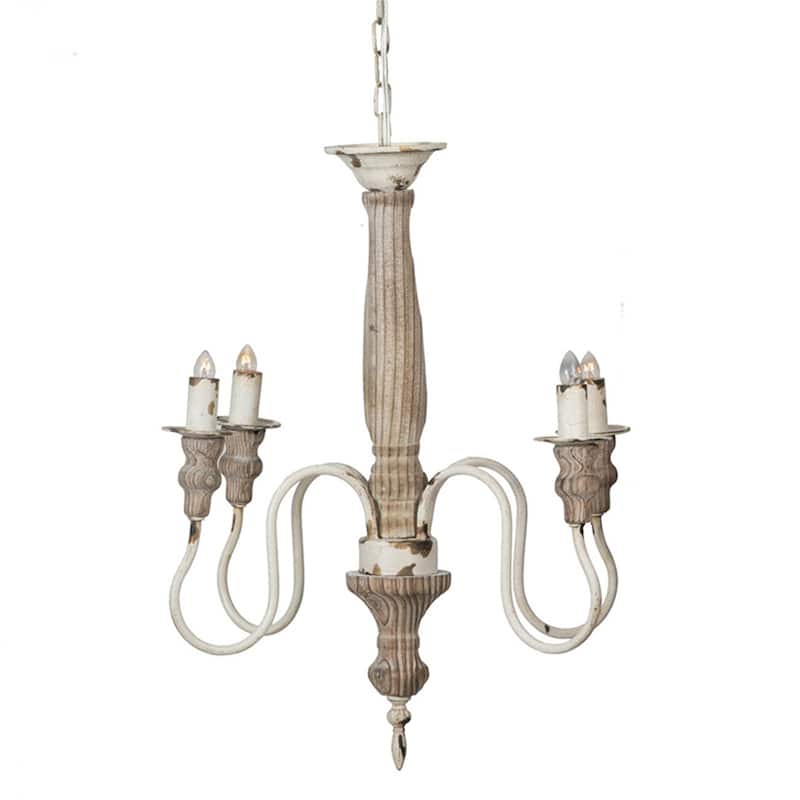 4 Light Wood Chandelier (Bulb Not Included)