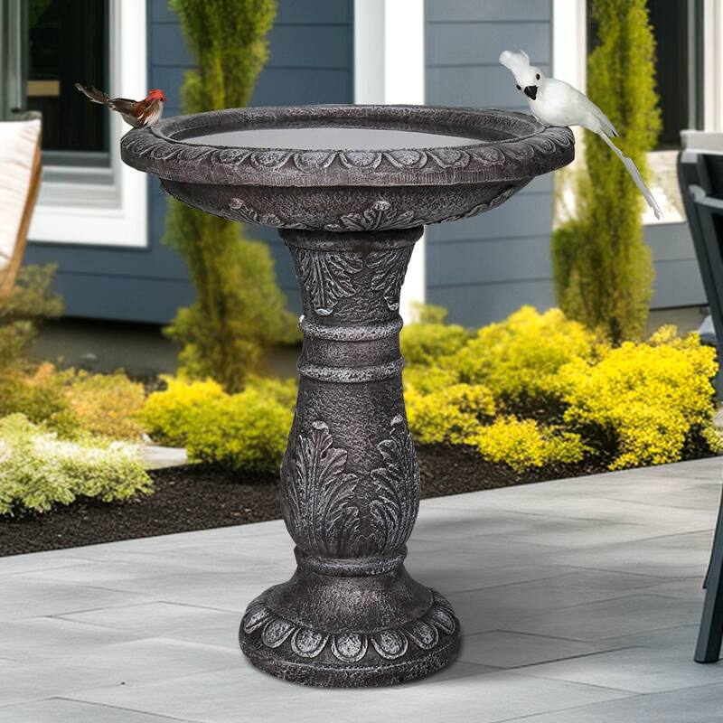 Outdoor Bird Bath for Garden Decor 24.4in H Concrete BirdBath for Patio