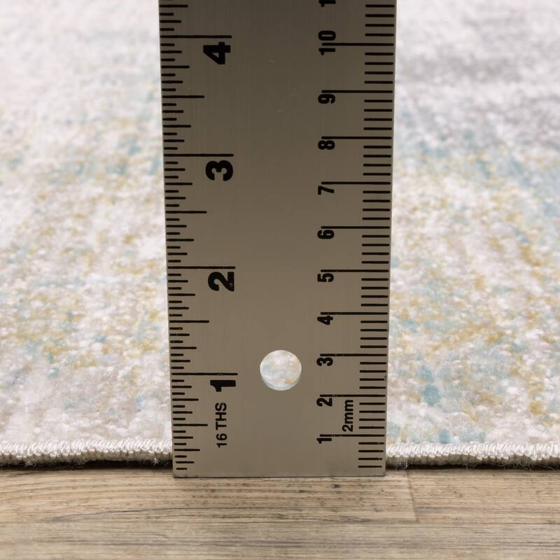 Calliope Textural Distressed Abstract Ivory/ Teal Area Rug