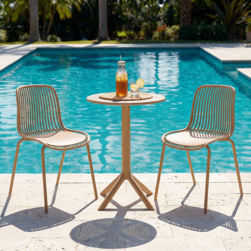 Christopher Knight Home - Eldred Outdoor Weather-Resistant Plastic Dining Chair with Metal Frame