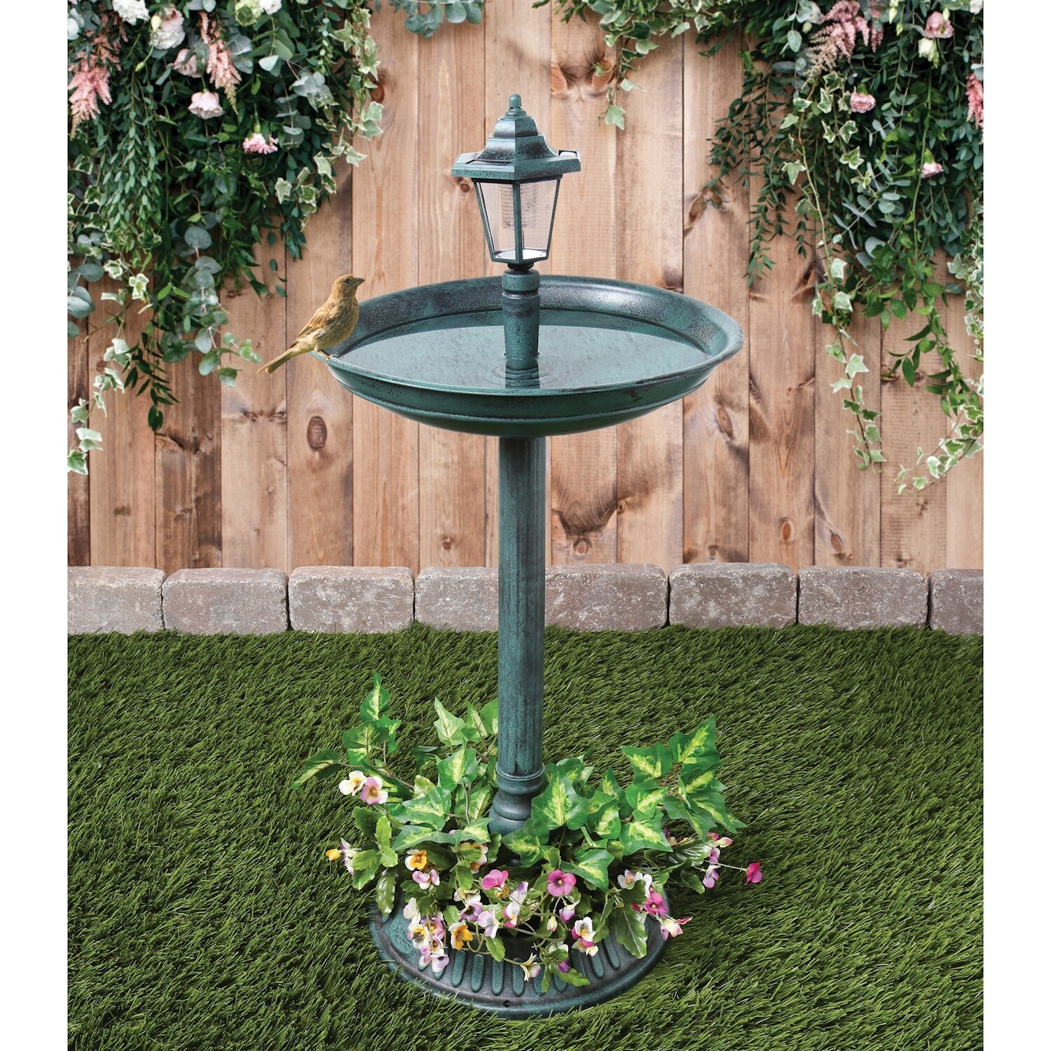 Shop Trenton Gifts Weather Resistant Bird Bath With Solar Lamp And
