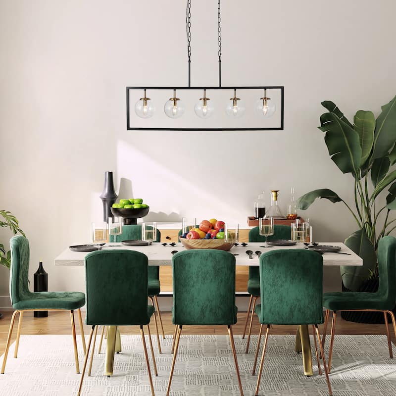Marsie Modern Farmhouse 40-inch Linear Chandelier Globe Glass Kitchen Island Pendant Lights for Dining Room