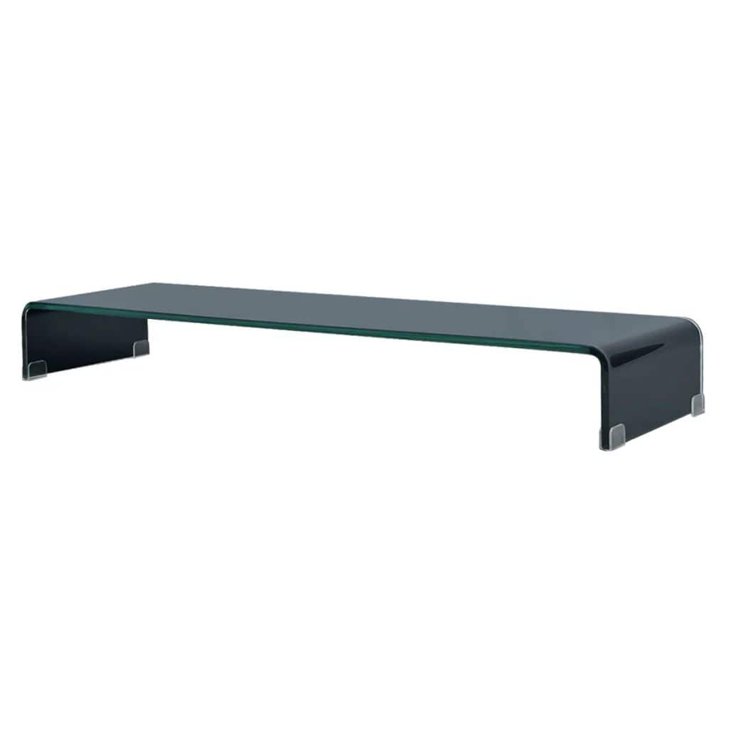 vidaXL TV Stand/Monitor Riser Glass Black 39.4"x11.8"x5.1"