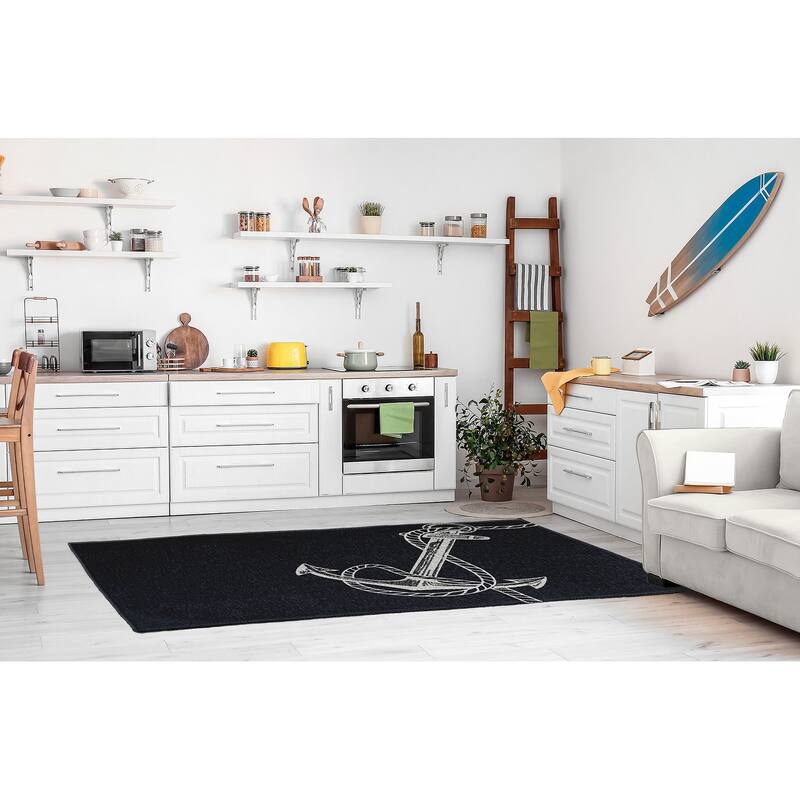 Anchored Nautical Chenille Rug