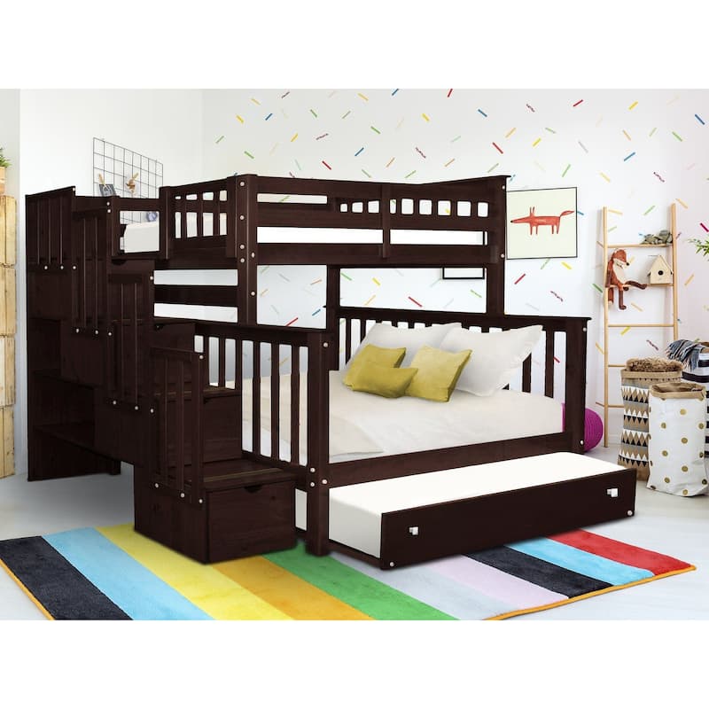 Taylor & Olive Trillium Twin over Full Stairway Bunk Bed, Twin Trundle