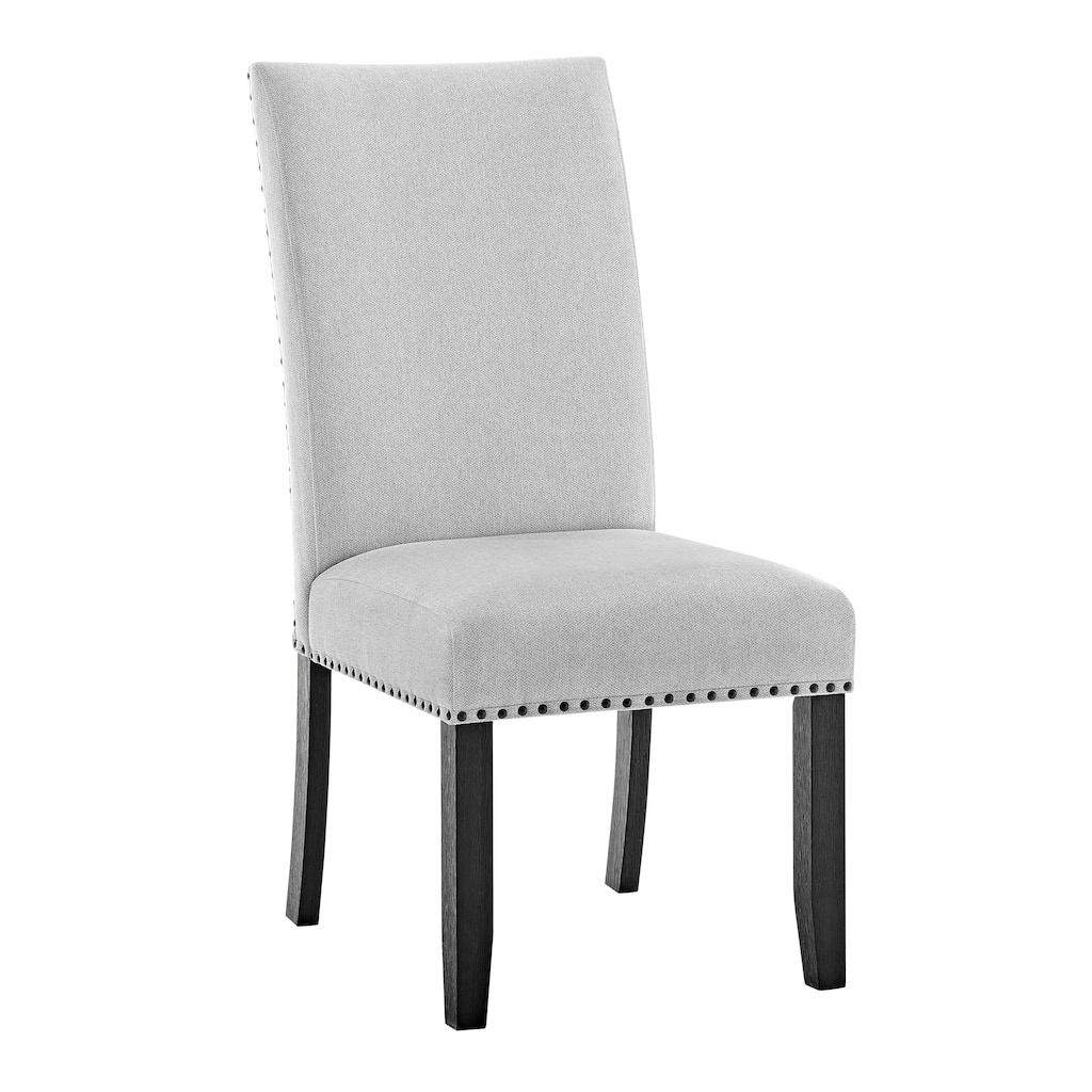 Modern Look 2pc Light Gray Finish Side Chair Fabric Full Back Upholstered Seat Nailhead Trim Accent Dining Room Wooden F