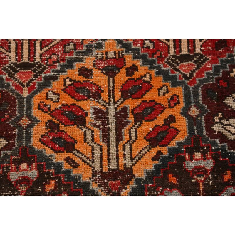 Hand Knotted Oriental 100% Wool Carpet Traditional Geometric Multi-Colored Bakhtiari Runner Rug - 9' 4'' X 3' 4''