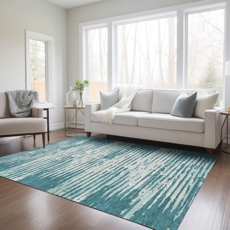 Machine Washable Indoor/ Outdoor Ombre Chantille Abstract Rug