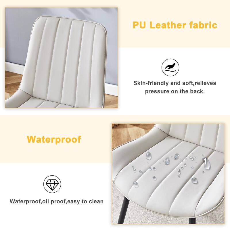 Extended Seat Cushion PU Dining Chair Set - Four Pieces,Ergonomic Design