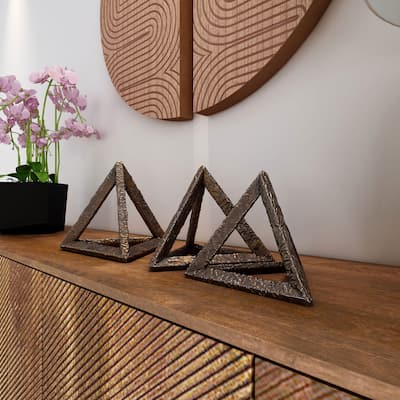 Cyrus Bronze Metal Pyramid Sculptures, Set of 3 - Multiple