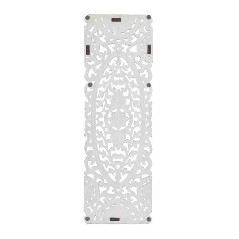 Wooden Floral Handmade Intricately Carved Home Wall Decor - White - Roche River Decor
