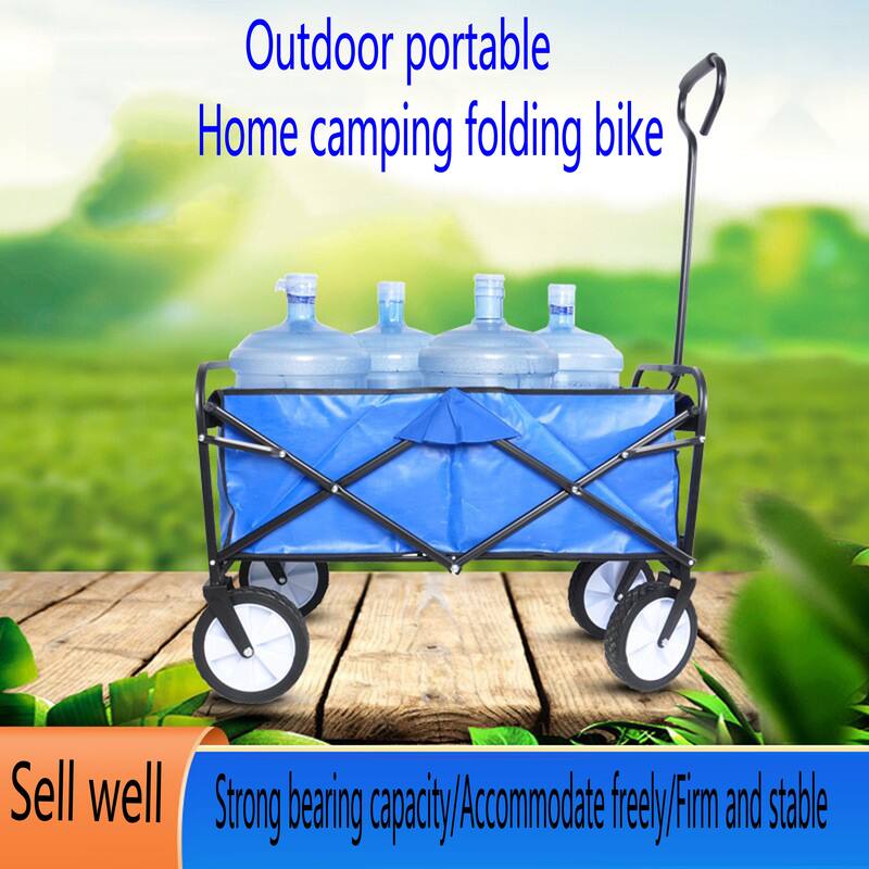 Durable Folding Utility Wagon Cart, 600D Polyester Fabric, 150 lbs Capacity, for Beach, Garden, Camping, and Shopping