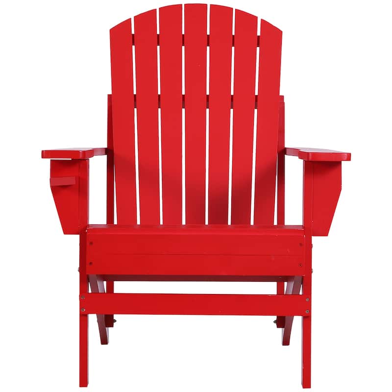 Outsunny Oversized Fir Wood Adirondack Chair with Cup Holder