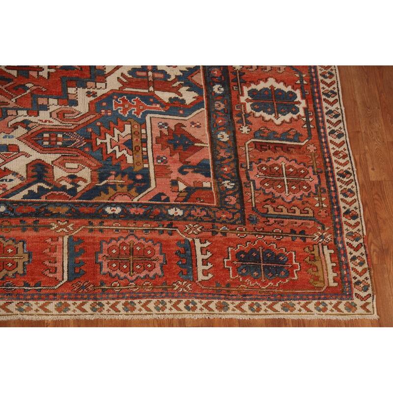Pre-1900 Antique Heriz Persian Rug Handmade Wool Carpet - 8'11"x 12'5"