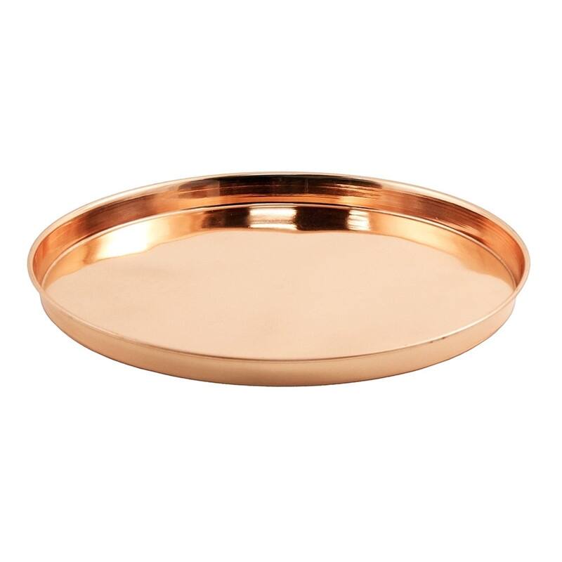 Achla Designs Decorative Round Stainless Steel Tray, 12.5 Inch Diameter, Copper Plated Finish