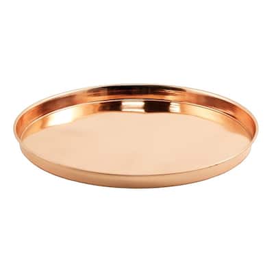Achla Designs Decorative Round Stainless Steel Tray, 12.5 Inch Diameter, Copper Plated Finish