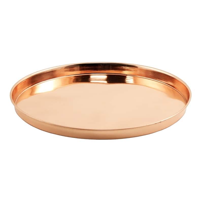 Achla Designs Decorative Round Stainless Steel Tray, 12.5 Inch Diameter, Copper Plated Finish