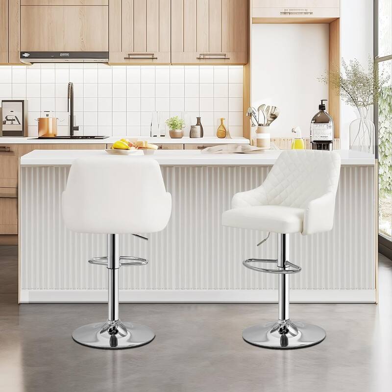Barstools Set of 4 Counter Height Bar Stools Adjustable Stools with Back and Arm Kitchen Island Stools Swivel Bar Chairs