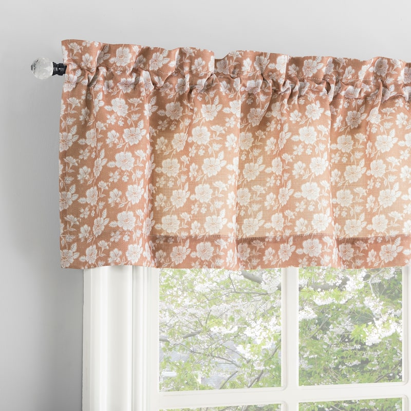 No. 918 Mistral Floral Semi-Sheer Rod Pocket 1-Piece Kitchen Curtain Valance