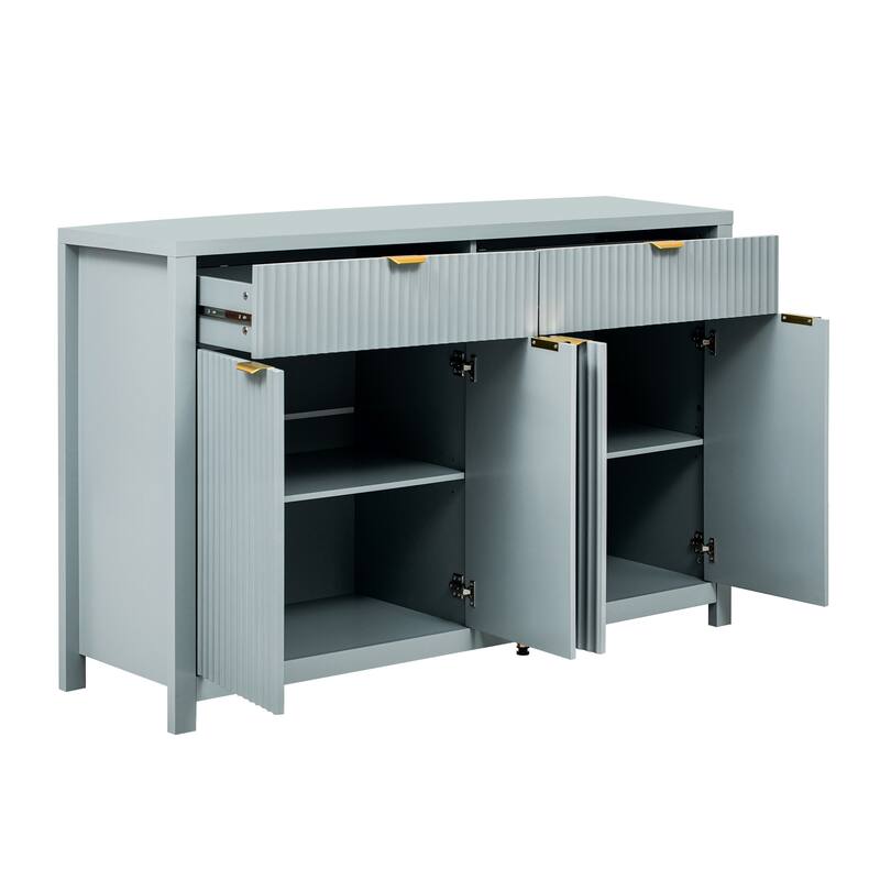 Modern Wave-Pattern Sideboard Cabinet with Adjustable Shelves and Large Capacity Drawers
