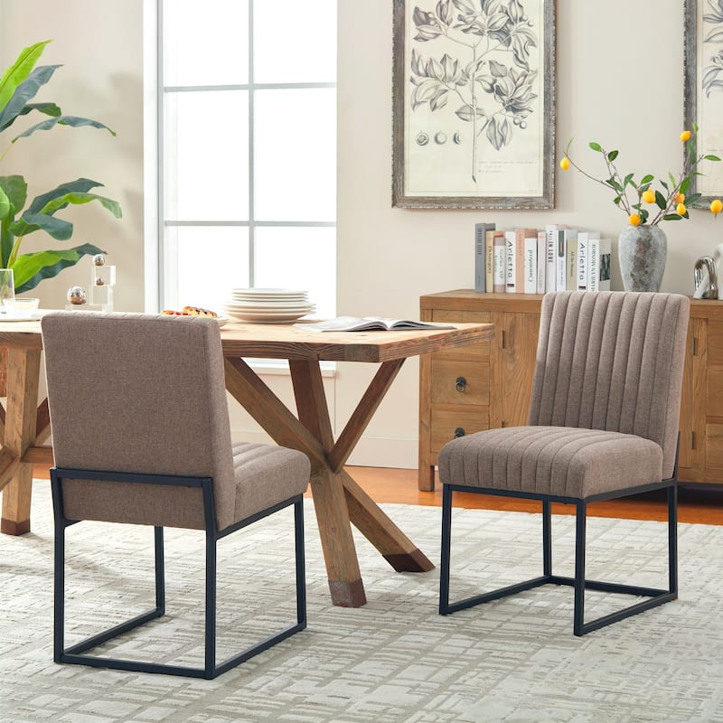 Mid Century Modern Dining Chair with Black Metal Legs