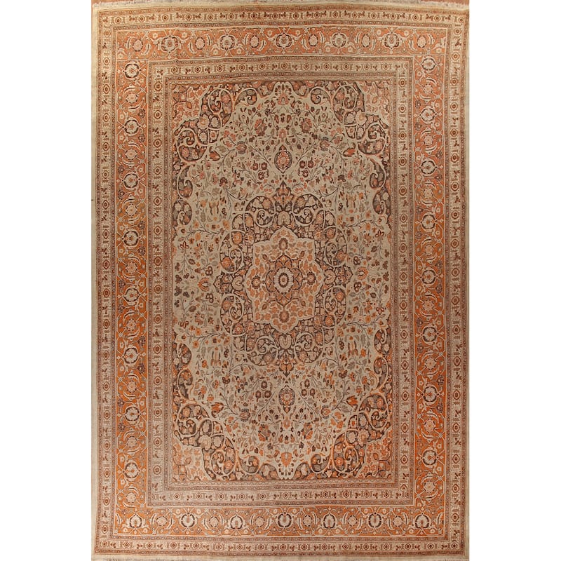 Antique Tabriz Haj Jalili Persian Rug Handmade Floral Wool Carpet - 13'5" x 18'9"